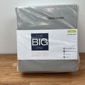 The Big One KING Size Sheet Set in Gray 4 Piece Deep Fit Extra Soft NEW